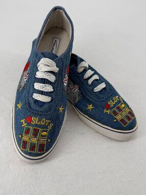 Vintage 90s Sebastino Denim Casino Slots Embroidered Sneakers Shoes 10 M